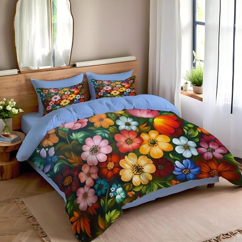 Housse de couette douce fini la transpiration lit fleurs colorées