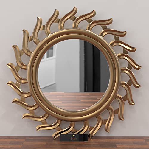 Onlineshoppee Modern Decorative Wooden Wall Mirror Bathroom Mirro...
