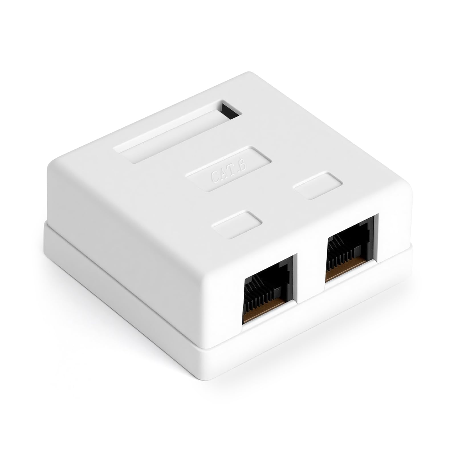 AOOSU CAT 6A Network Socket Surface-Mounted, 2 Port RJ45 Socket Shielded Junction Box 10 Gbps Ethernet Network LAN Socket for Wall Office Home Industry