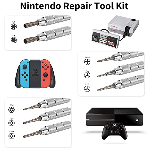 Easytime Repair Tool Kit Compatible For Ps4, Nintendo, Xbox One, 24 In 1 Triwing Screwdriver Kit, T6 T8 T9 T10 Torx Gamebit Compatible For Switch Lite, Joycon, Nes, Snes, Gba, 3Ds, Gamecube, N64 #TOP3