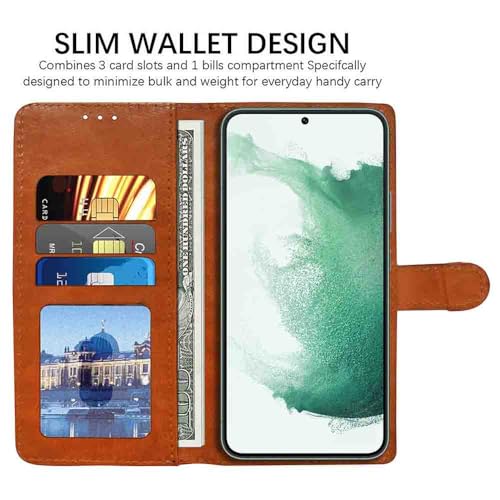 Image of Flip Cover Back Case for Samsung Galaxy S22 5G | Premium Leather Finish | Inbuilt Pockets & Stand | Flip Cover Back Case for Samsung Galaxy S22 5G (CamelBlack)