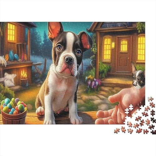 Rompecabezas de Boston Terrier de 1000 piezas para adultos y decoración del hogar