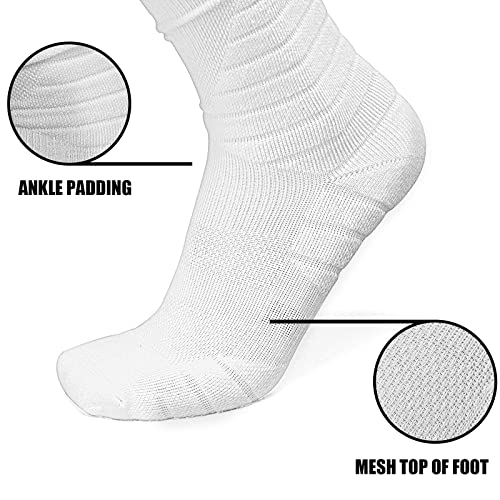 QEES Football Socks White Soccer Socks,Extra Long Scrunch Sock for Men Women Boys Youth Adults Football Accessories.4