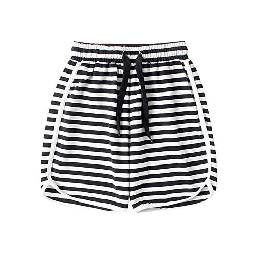 Kids Girl Striped Cotton Shorts Summer Casual Athletic Lightweight Breathable Elastic Jogger Running Beach Shorts