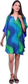 sun-rose fashions Women's Tie Dye Print Short Tunic Blue Kaftan, Short Caftan Top| Free Size-picture-15