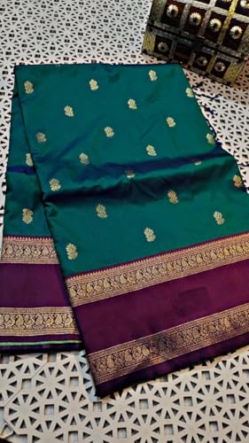 Image of SWORNOF Women's Banarasi silk Saree With Unstitched Blouse Piece