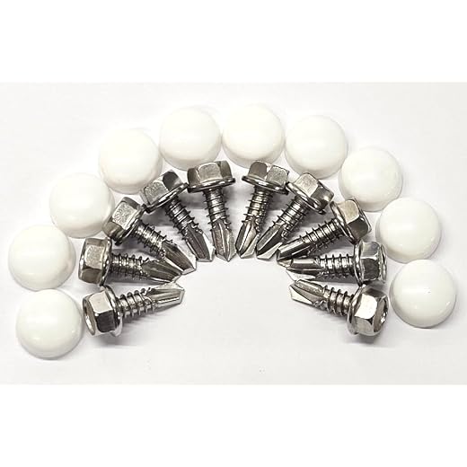Replacement Lund Visor MOUNTING Screws & CAPS (White), .75, HARDWARE_000