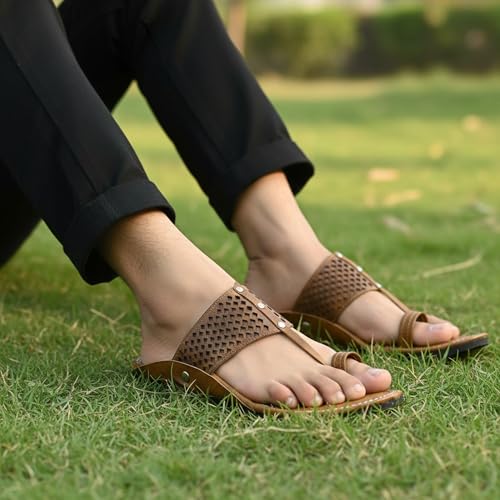 Image of DFR Ethnic Sandals For Boys Men, Comfortable Men's Rajasthani Slippers Chappals