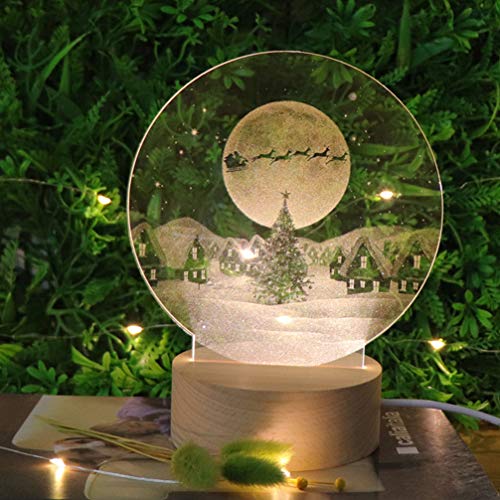 KESYOO Bola de Neve de Natal Base de Madeira Led Caixa de Luz Noturna para Meninas CrianÃ§as Anivers