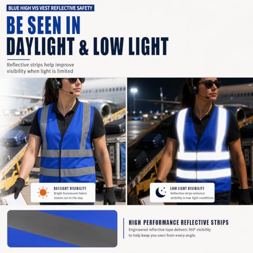 Image of AYKRM 12 colour High visibility viz vest hi vis viz reflective work construction safety vest (XS-8XL)