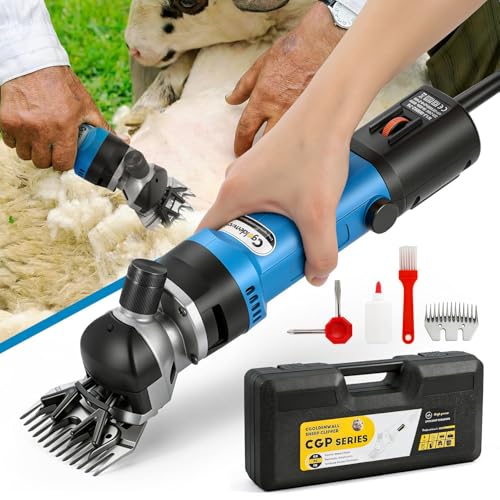 CGOLDENWALL Tondeuse Mouton Électrique 850W 6 Vitesses Réglables - Professionnelle Pour Moutons, Chèvres Et Animaux à Laine 220V CE Avec Lubrifiant (13 Dents Droites)