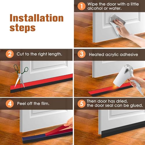 Image of Silicon Bottom Sealing Strip Rubber | Under Gap Filler Strip Rubber | Door Gap Sealing Strip | Sealer from Cockroach, Insect, Bugs, Door Seal Strip Air & Dust 39 Inch. (Black)