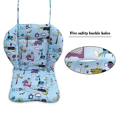 High Chair Cushion, Baby High Chair Cushion, Pad for High Chair, Soft and Comfortable, Lightweight and Breathable,Making The Baby More Comfortable (Jungle Animal Pattern on Blue Background)