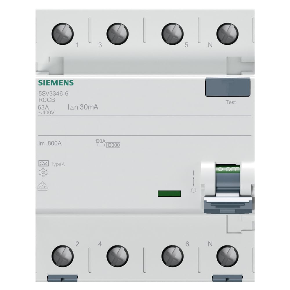 SIEMENS - Disjoncteur différentiel, 4 Pôles, TYPE A, 63 A, 30 mA
