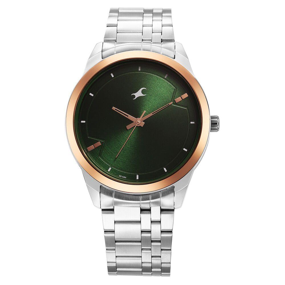 Fastrack Stunners Quartz Analog Green Dial Metal Strap Watch for Men-3308KM03 (B0CRHPFNNQ) Amazon Price History, Amazon Price Tracker