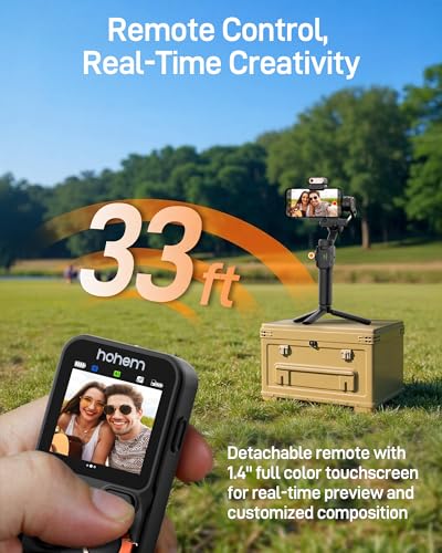 hohem iSteady M7 Gimbal Stabilizer for iPhone, 3-Axis Phone Stabilizer with AI Tracking, 1.4" OLED Detachable Touchscreen Remote, Built-in Extension Rod, Fill Light, Video Recording Vlogging YouTube - Image 5
