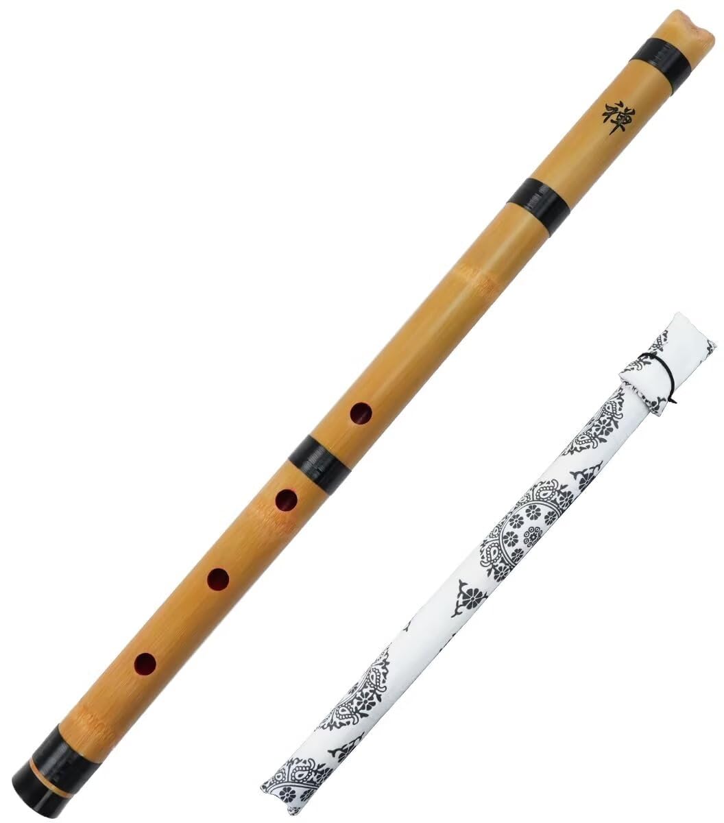尺八 竹製 フルート 縦笛 1尺8寸 日本伝統楽器 プロ仕様 音色豊か 耐久性あり 木管楽器 初心者向け 収納バッグ付き 持ち運び便利 演奏・練習用（木の色，51.5x2.8cm）