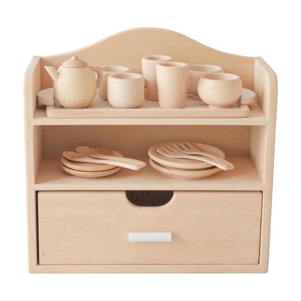 Amazon | 木製おもちゃのだいわ ミニままごとセット（ホワイト）食器棚