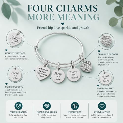 Image of Infinity Collection Best Friends Bracelets- Not Sisters By Blood But Sisters By Heart Bracelet- Friend Jewelry- Gift for Friends