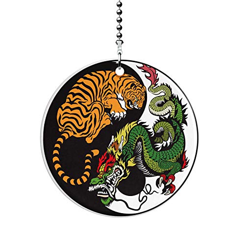 Image of Yin Yang Tiger and Dragon Fan /Light Pull