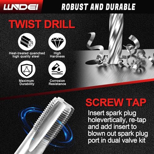 Image of LLNDEI Spark Plug Thread Repair Kit, 38900 Two Valve Ford Triton Tool Compatible, 16 PCS Spark Plug Thread Repair Kit for Repairing Ford 4.6L, 5.4L and 6.8V-10 Two Valve Engines