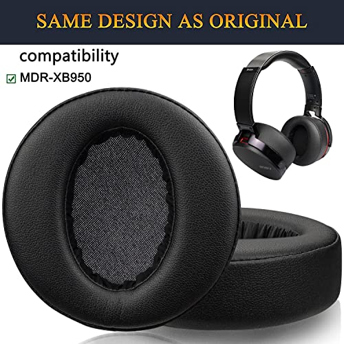 Soulwit Professional Earpads Cushions Replacement For Sony Mdr-Xb950 Xb950Bt Xb950B1 Xb950N1 Xb950Ap Over-Ear Headphones, Ear Pads With Softer Protein Leather, Noise Isolation Memory Foam - Black #TOP1