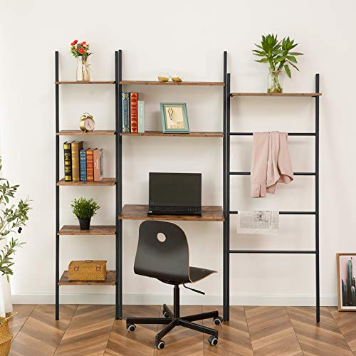 Hoobro Ladder Shelf, 5-Tier Leaning Shelf Bookshelf, Plant Flower Stand, Storage Display Rack Shelves For Living Room Bathroom Office, Multifunctional Ladder Bookcase Rustic Brown Bf71Cj01 #TOP7