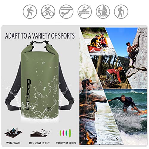 Image of IDRYBAG Dry Bag for Kayaking Waterproof 2L /5L /10L /15L /20L, Small Dry Sack Waterproof Bag for Boating