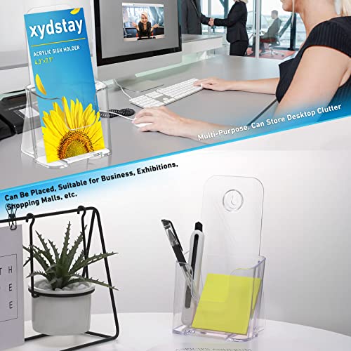 Xydstay Acrylic Brochure Holder 4X9 Inches Slant Back Design, Clear Display Stand, Plastic Table Stand Sign Holder,Pamphlet Holder Flyer Holder, Acrylic Display Stand, Acrylic Table Signs Plastic Paper Holder For Office, Home, Store, 2 Pack #TOP7