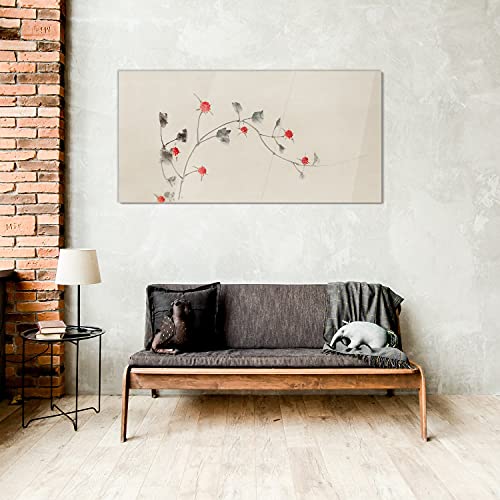Tableau en verre 100x50cm branche de fleurs pour salon moderne