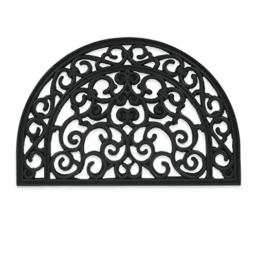 Relaxdays Paillasson Caoutchouc, 60x40, antidérapant, résistant, caillebotis extérieur, Tapis d’entrée, Ornements, Noir