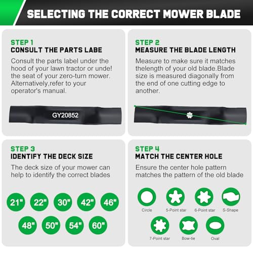 Image of Grasscool 942-04308 Cub Cadet Troy Bilt 42 inch Deck Mower Mulching Blades | Fit Enduro XT1-42 ZT1-42 LT42 Bronco Pony,Zero Turn Lawn Tractor Riding Lawnmower,Replacement,6 Star Bagger Sharp Cuts Mows
