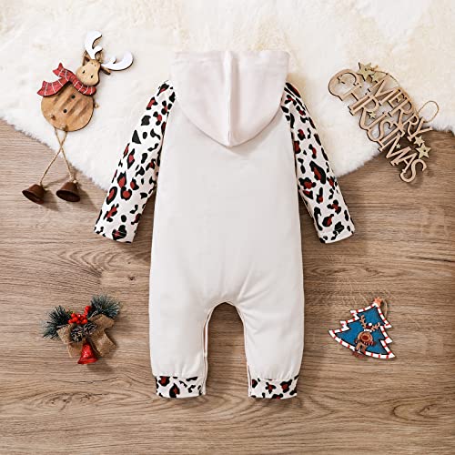 Noubeau My First Christmas Baby Girl Boy Outfit Car Truck Long Sleeve Pocket Hooded Romper Jumpsuit Xmas One Piece Clothes (Beige, 9-12 Months) #TOP2