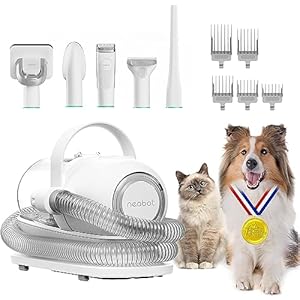 Neabot Neakasa P1 Pro Dog Clipper with Pet Hair Vacuum Cleaner 13000 Pa Pet Care Set, Quiet Clipper Dog Cat Pet Hair Trimmer Pet Hair Remover, 5 Proven Care Tools