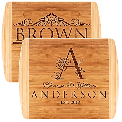 Personalized Cutting Board, 11 Designs, 13x11, Elegant Bamboo Cutting Board - Wedding Gifts for the Couples, Housewarming Gifts, Anniversary Gift for Her, Gift for Parents and Grandma, Kitchen Sign
