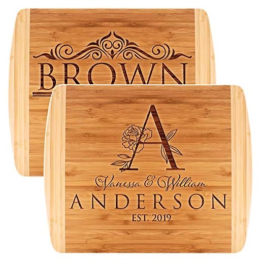 Personalized Cutting Board, 11 Designs, 13x11, Elegant Bamboo Cutting Board - Wedding Gifts for the Couples, Housewarming Gifts, Anniversary Gift for Her, Gift for Parents and Grandma, Kitchen Sign