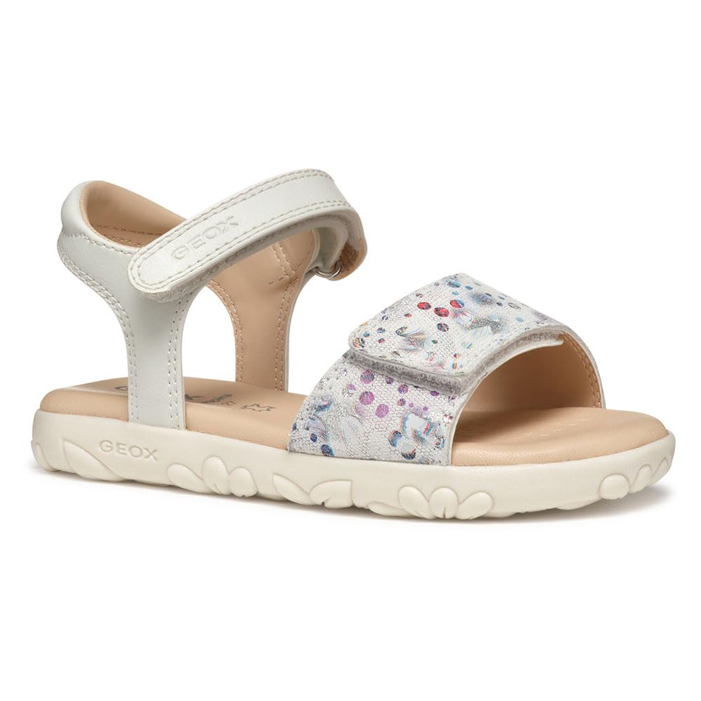 Geox J Sandal Haiti Girl, White/Multicolor, 12.5 UK