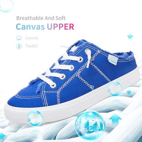 Image of Obtaom Women Canvas Mules Memory Foam Clipper Fashion Sneakers Comfortable Slip-On Mule Backless Holiday Shoes