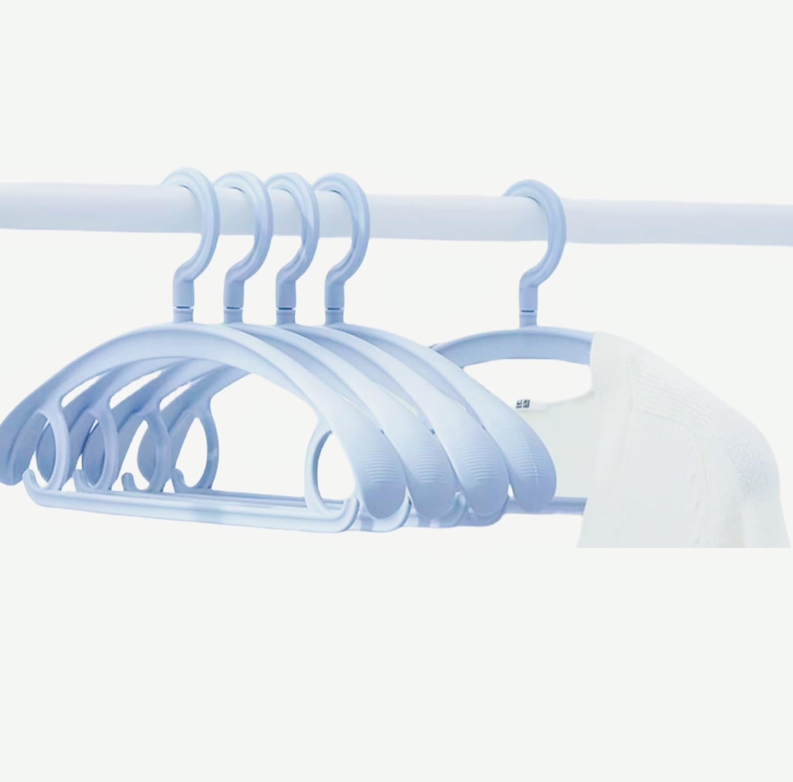 Confezione da 10 grucce in plastica resistente, capacità 11,3 kg, gancio girevole per vestiti, spalle larghe, antiscivolo, spesso (Blu)
