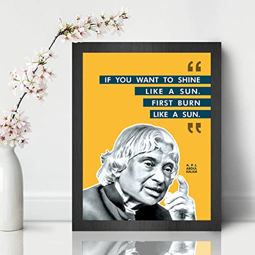 Image of Chaka Chaundh Acrylic - Abdul Kalam Photo Frames For Wall - Motivational Quotes Frames - Poster With Frame - Abdul Kalam Poster For Wall Quotes Wall Frames - (14 X 11 Inches, Yellow - Kalam)
