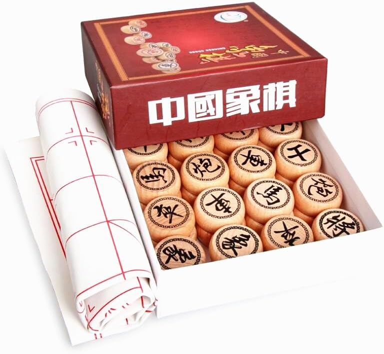 EatingBiting Beechwood Chinese Chess Set Xiangqi Games Sets with Chessboard + Hard Paper Box Chess Board Size: 40x35cm Chess Size 1.38 inch 中国象棋