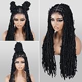 Long Braided Wigs for Black Women Butterfly Braided Lace Front Wigs with Baby Hair Knotless Braided Wig Synthetic Twist Wig Dreadlocks Wig Natural Boho Braids Hair Replacement Wigs for Daily Use