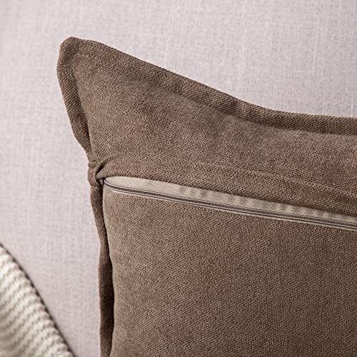 Madizz Set of 2 Short Chenille Throw Pillow Covers 18x18 Inch Coffee Soft Decorative Cushion Cover for Sofa Bedroom Pillow Shell - Cosy Home Interiors Madizz Set of 2 Short Chenille Throw Pillow Covers 18x18 Inch Coffee Soft Decorative Cushion Cover for Sofa Bedroom Pillow Shell - Image 3