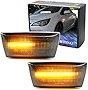 iJDMTOY Smoked Lens Dynamic Sequential Blink/Flow Amber Full LED Front Side Marker Light Kit Compatible With 2013-2019 Buick/Opel Cascada, Replace OEM Fender Sidemarker Lamps