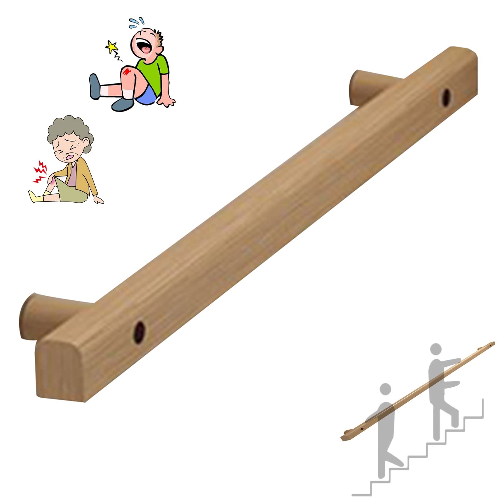 Main courante bois escalier intérieur loft rampe murale pour enfant
