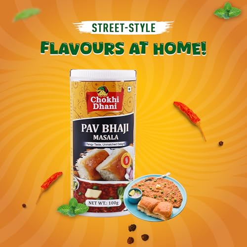 Image of Chokhi Dhani Pav Bhaji Masala 100g | Mumbai Street Style Spice Mix | Chatpata & Spicy Tawa Masala for Pav Bhaji & Tawa Pulao | Authentic Desi Flavour