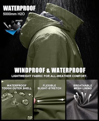 Image of Little Donkey Andy Mens Waterproof Rain Jacket Lightweight Windbreaker Hooded Jacket Packable Raincoat for Outdoor Hiking