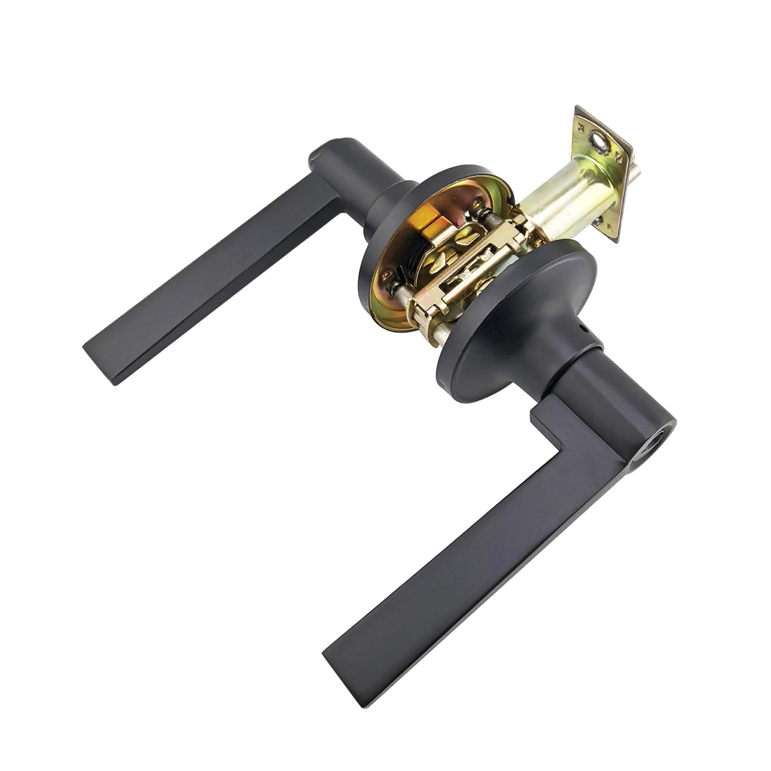 Qrity 1 Piezas Cerradura de puerta, Manija con Cerradura de Llave, Manillas Puerta Cerradura para Interior y Exterior, Picaporte de Entrada de 60/70mm, Negro