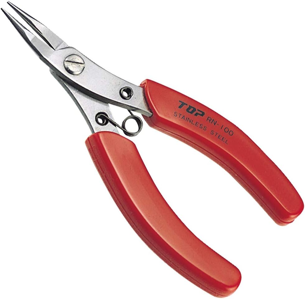 TOP Round Nose Pliers Precision Heavy Duty Japanese Stainless Steel, Spring Loaded Long Nose Pliers Tool 5", Made in JAPAN