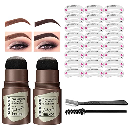 Augenbrauen Schablone Augenbrauen Stempel 2pcs Hellbraun Dunkelbraun 24 Eyebrow Stamp SetAugenbrauenrasierer Augenbrauenschablonen Damen Augenbrauen Schablone Zum Zupfen für Anfänger Cover